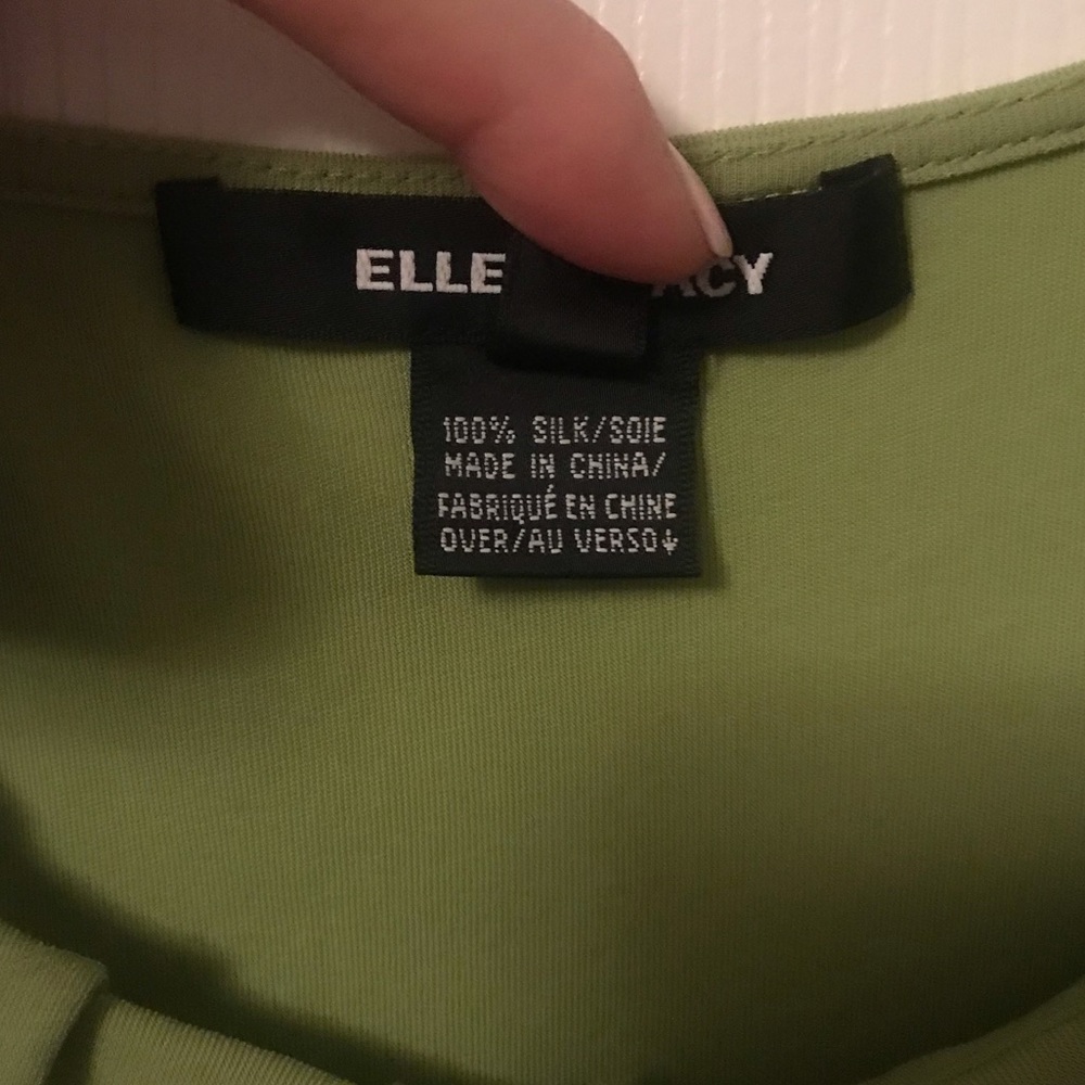 Ellen Tracy lime green 💯% Silk tank top - Picture 6 of 11